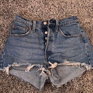 Levi's Blue Distressed Jean Shorts